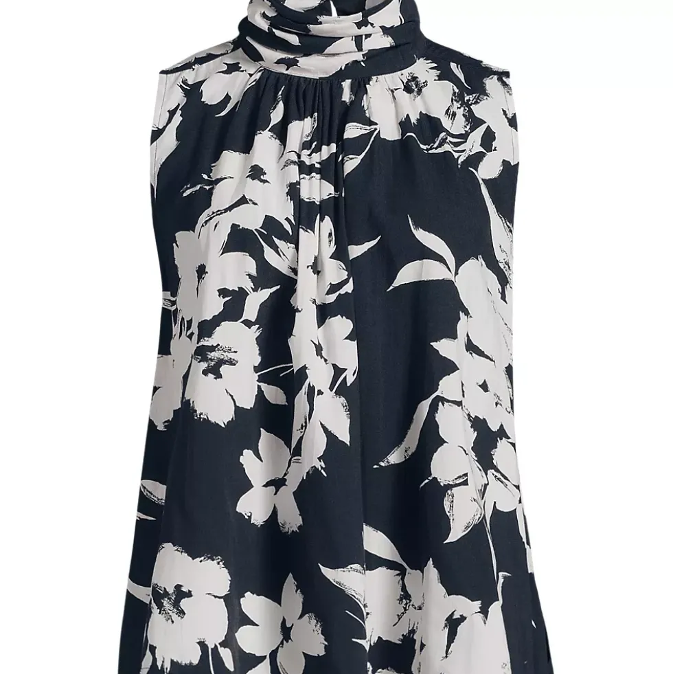 Women's Cotton Voile Mock Neck Blouse