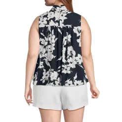 Women's Cotton Voile Mock Neck Blouse