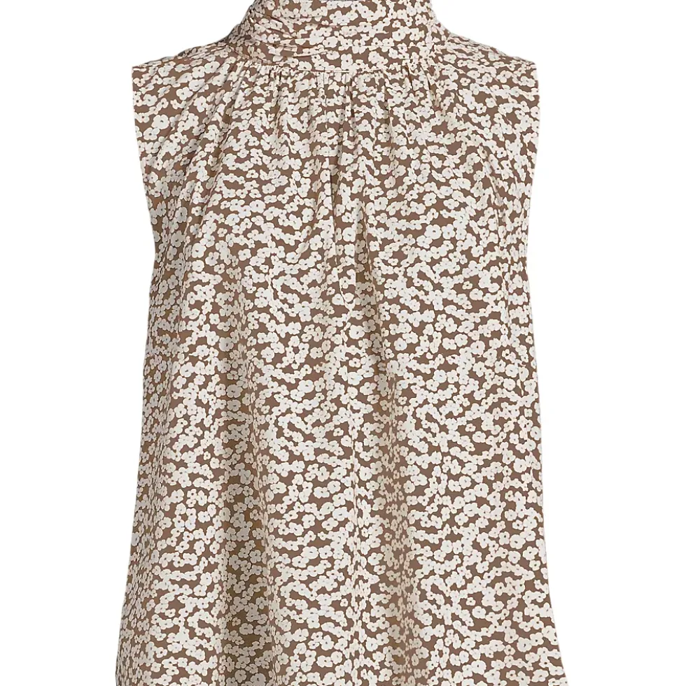 Women's Cotton Voile Mock Neck Blouse