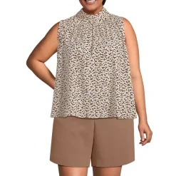Women's Cotton Voile Mock Neck Blouse