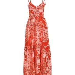 Women's Cotton Voile Vneck Tie Strap Maxi Dress