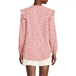 Women's Cotton Voille Ruffle Front Blouse