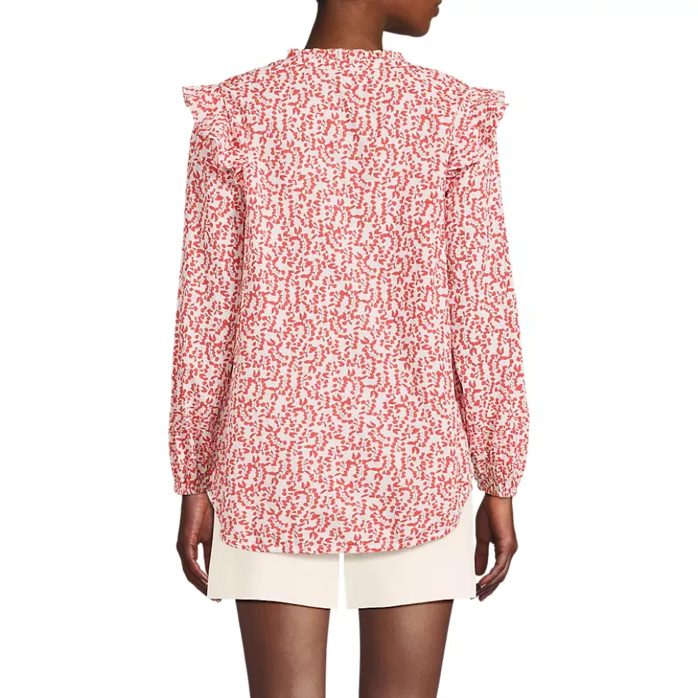 Women's Cotton Voille Ruffle Front Blouse