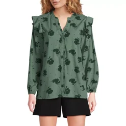 Women's Cotton Voille Ruffle Front Blouse