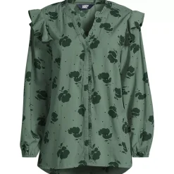 Women's Cotton Voille Ruffle Front Blouse