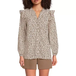 Women's Cotton Voille Ruffle Front Blouse