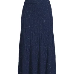 Women's Cozy Lofty Cable Fluted Midi Sweater Skirt