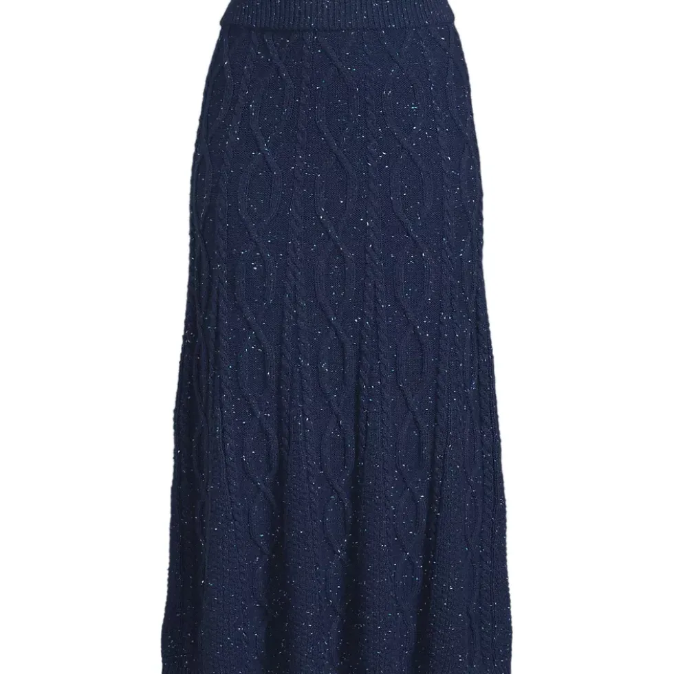 Women's Cozy Lofty Cable Fluted Midi Sweater Skirt