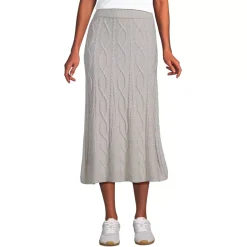 Women's Cozy Lofty Cable Fluted Midi Sweater Skirt