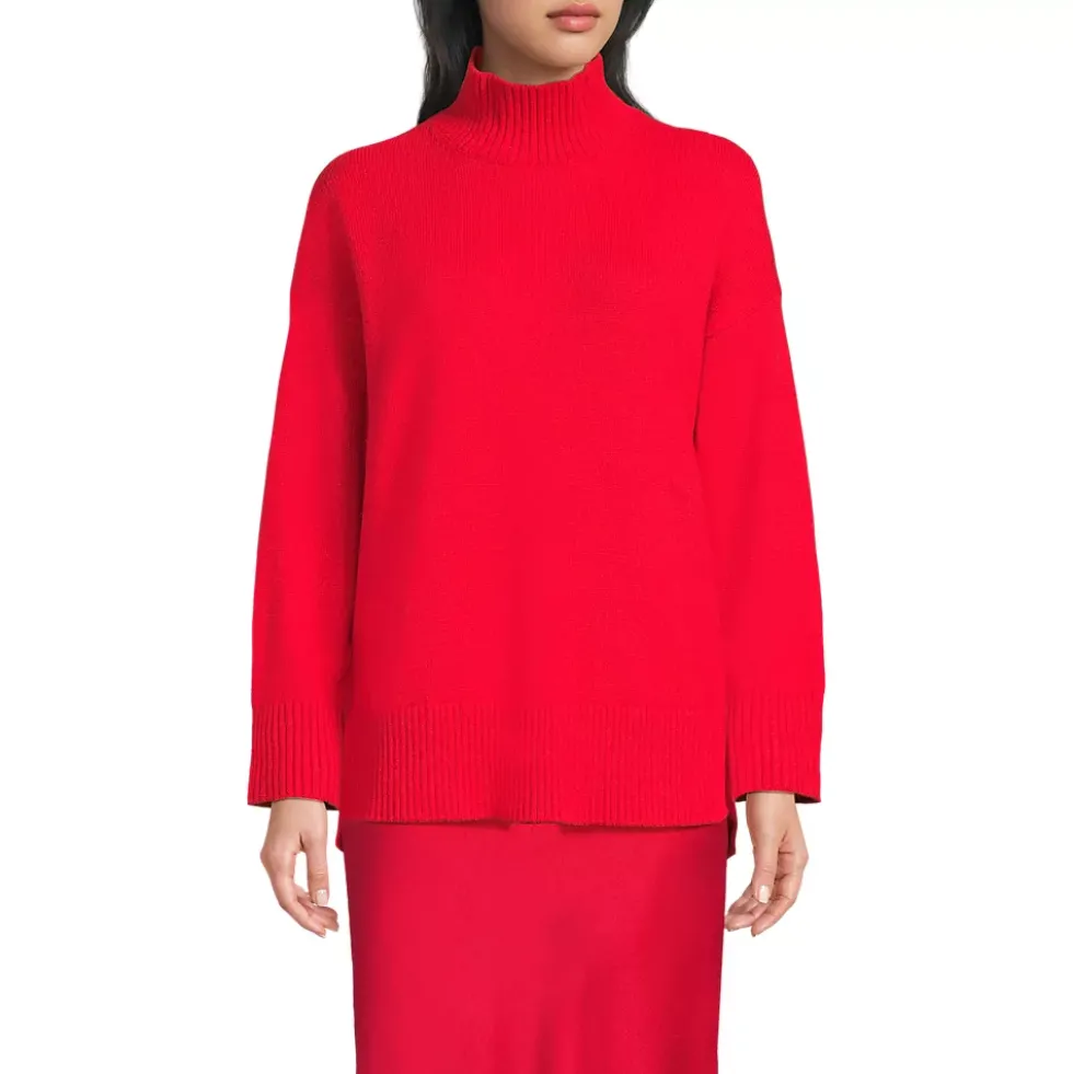 Women's Cozy Lofty Split Hem Turtleneck Sweater
