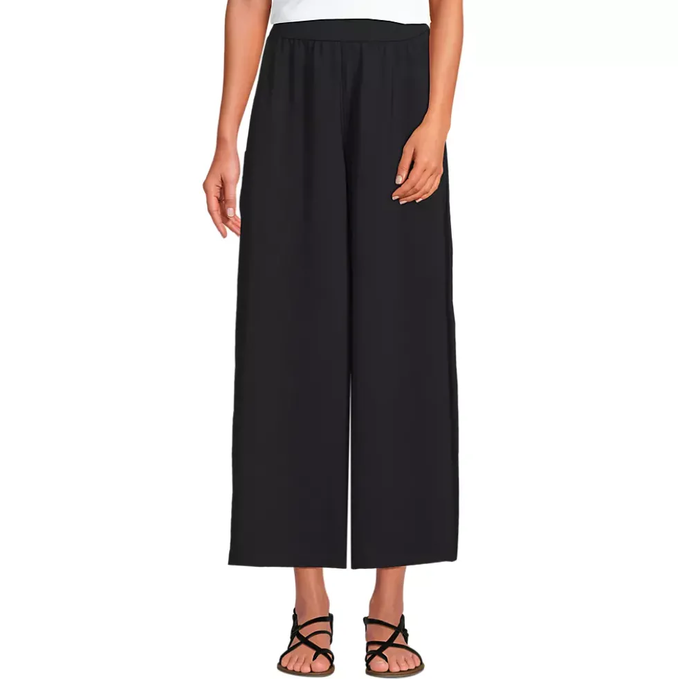Women's Creaseless High Rise Palazzo Crop Pants