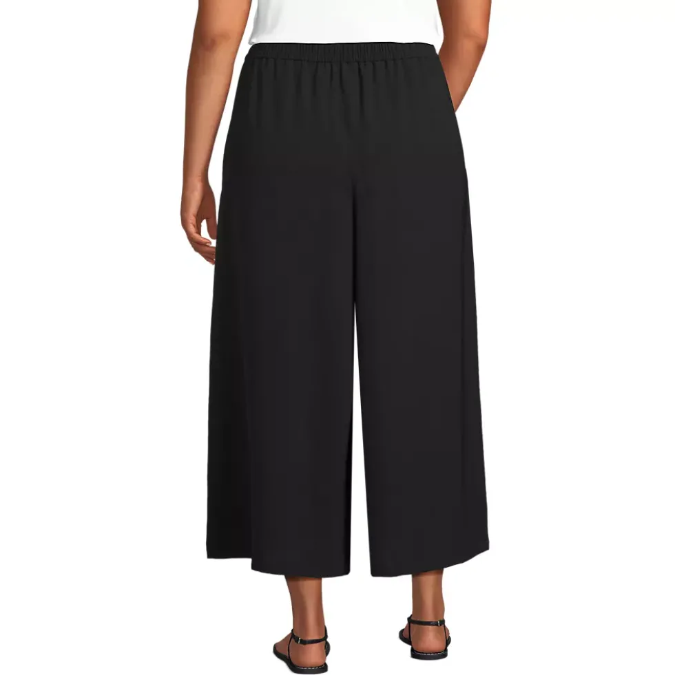 Women's Creaseless High Rise Palazzo Crop Pants