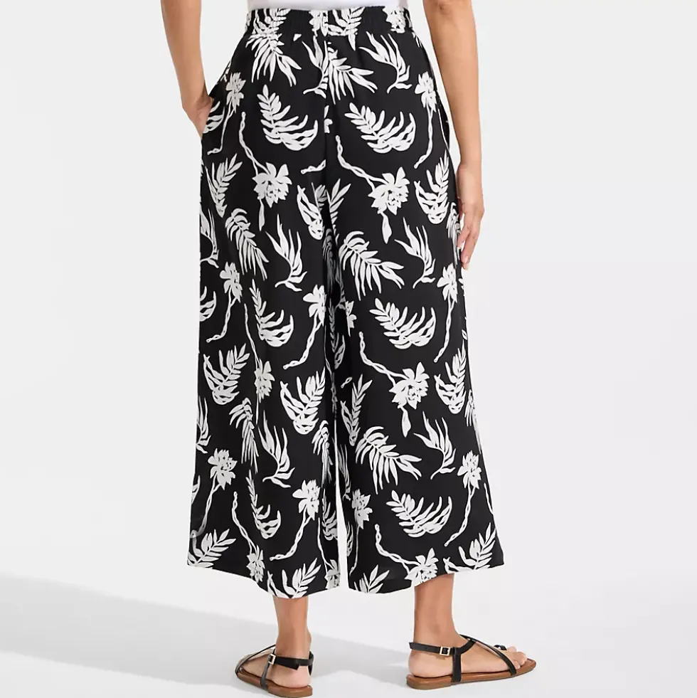 Women's Creaseless High Rise Palazzo Crop Pants