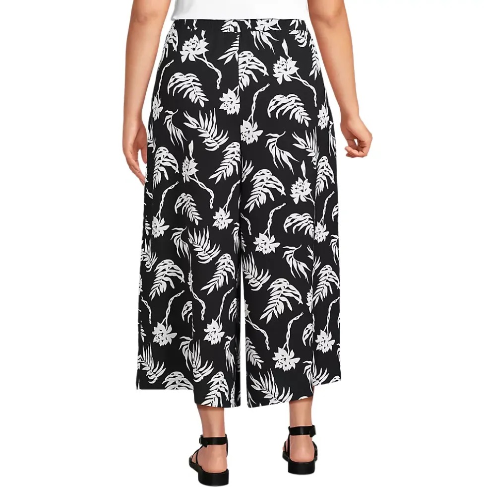 Women's Creaseless High Rise Palazzo Crop Pants