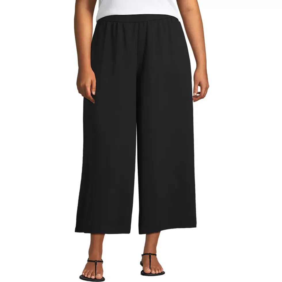 Women's Creaseless High Rise Palazzo Crop Pants
