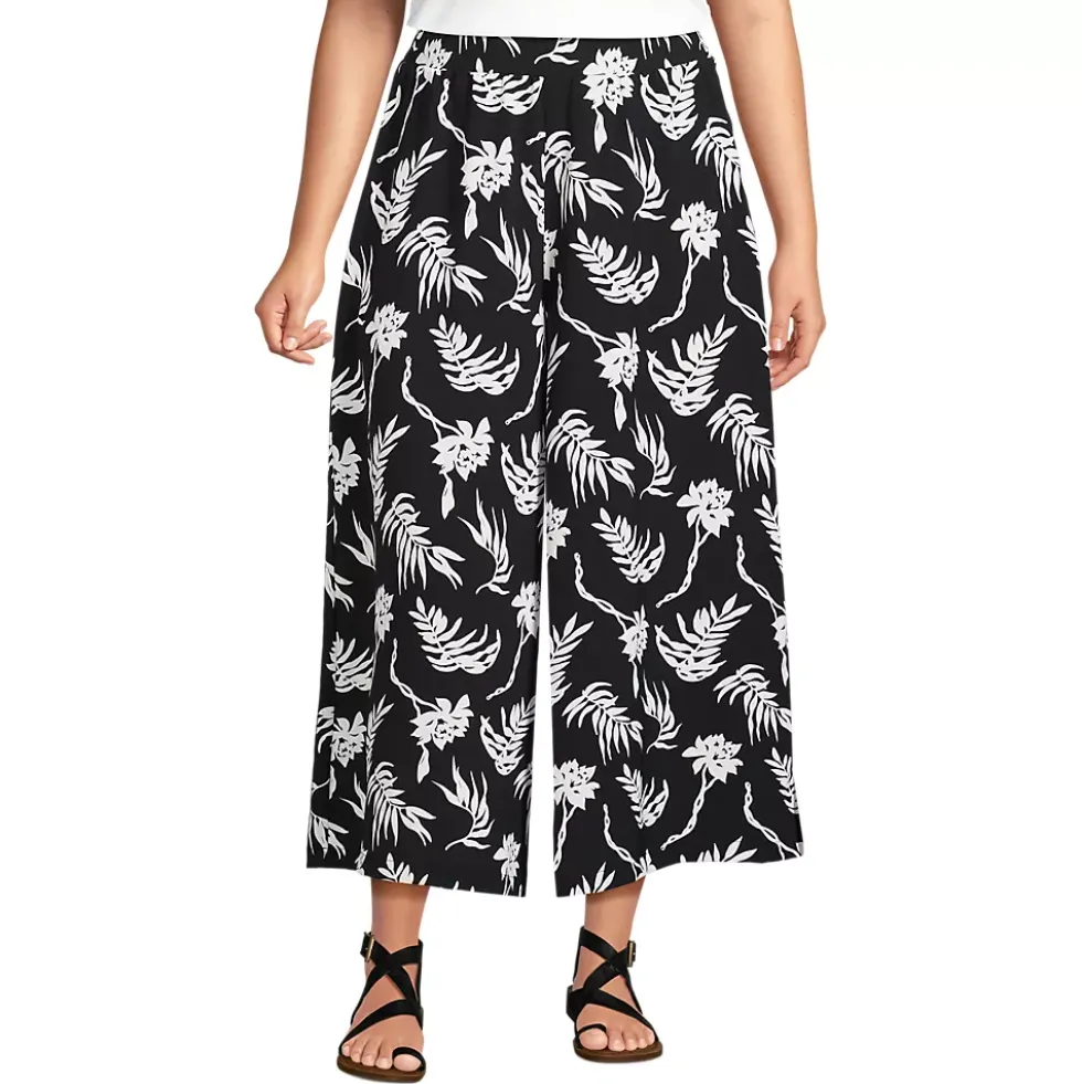 Women's Creaseless High Rise Palazzo Crop Pants