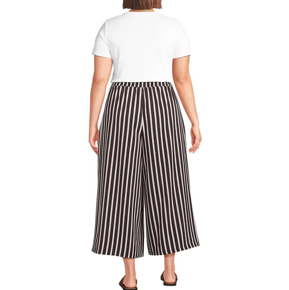 Women's Creaseless High Rise Palazzo Crop Pants