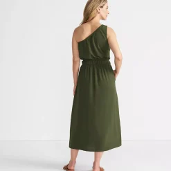 Women's Creaseless One Shoulder Midi Dress