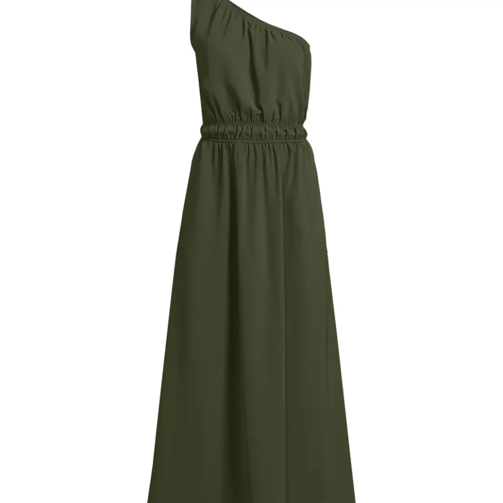 Women's Creaseless One Shoulder Midi Dress