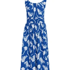 Women's Creaseless Scoop Neck Smocked Midi Dress