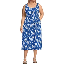 Women's Creaseless Scoop Neck Smocked Midi Dress