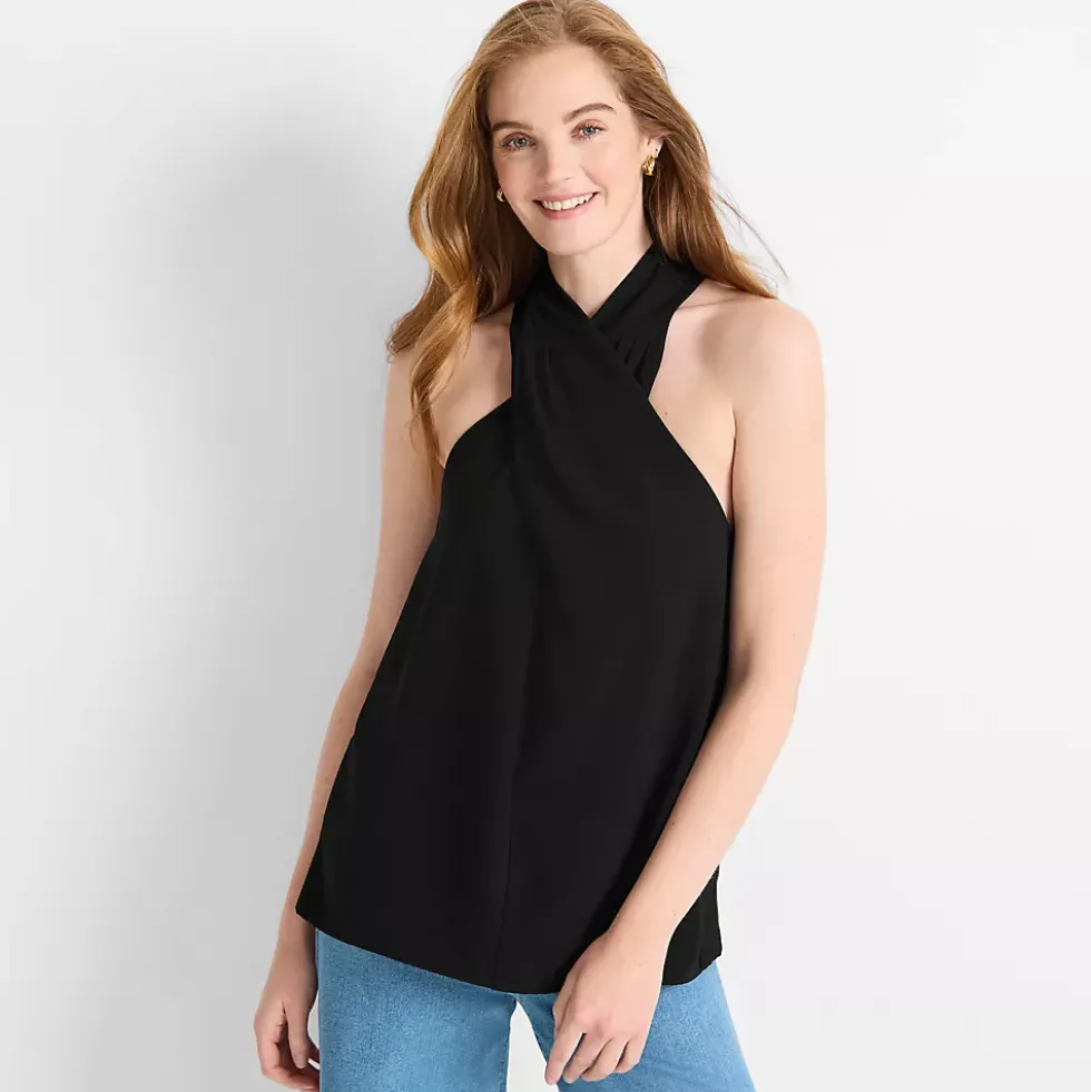 Women's Creaseless Twist Front Halter Top