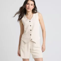 Women's Crepe Button Front Vest