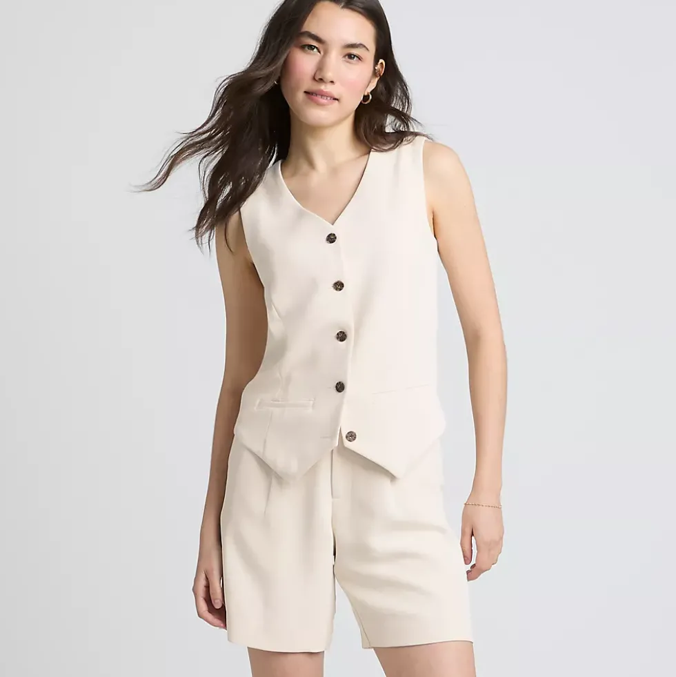 Women's Crepe Button Front Vest