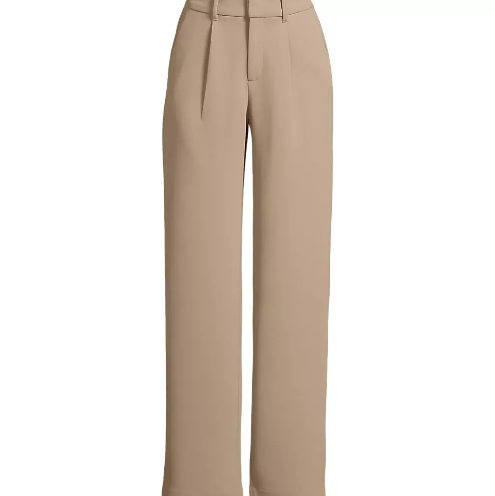Women's Crepe High Rise Pleated Wide Leg Pants