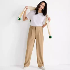 Women's Crepe High Rise Pleated Wide Leg Pants