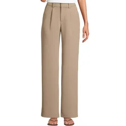 Women's Crepe High Rise Pleated Wide Leg Pants
