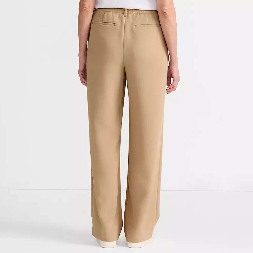 Women's Crepe High Rise Pleated Wide Leg Pants