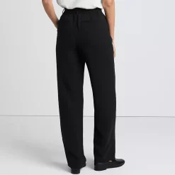Women's Crepe High Rise Pleated Wide Leg Pants
