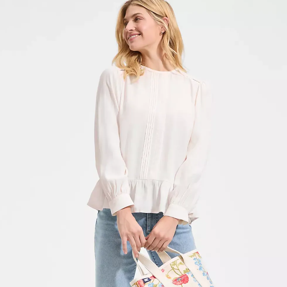 Women's Crepe Pintuck Peplum Top