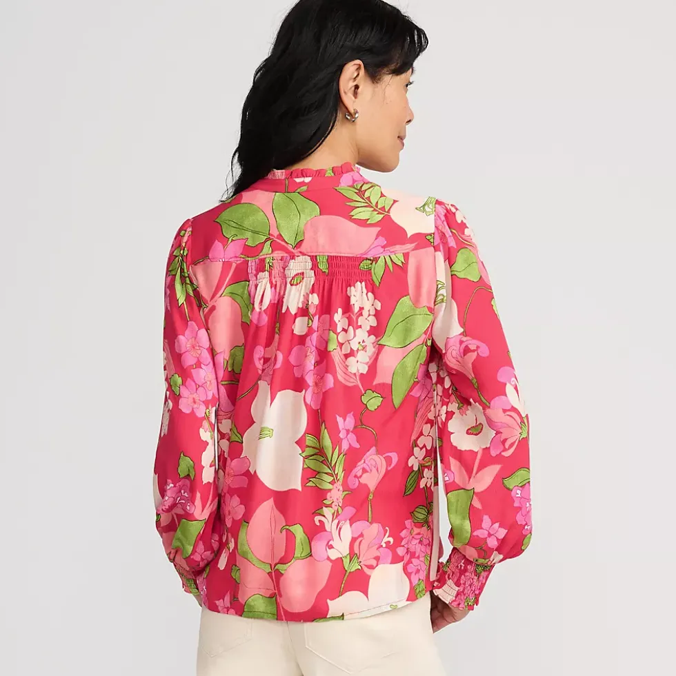 Women's Crepe Split Neck Popover Top