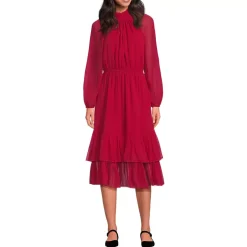 Women's Crinkle Chiffon Ruffle Dress