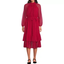 Women's Crinkle Chiffon Ruffle Dress