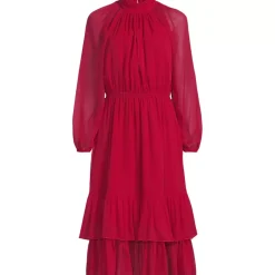 Women's Crinkle Chiffon Ruffle Dress
