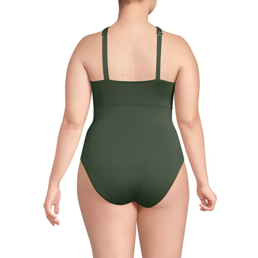 Women's Criss Cross Halter One Piece Swimsuit
