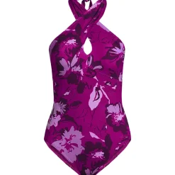 Women's Criss Cross Halter One Piece Swimsuit