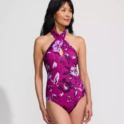 Women's Criss Cross Halter One Piece Swimsuit