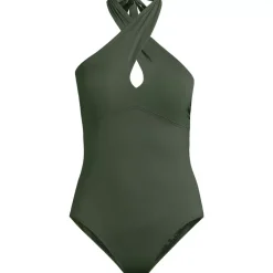 Women's Criss Cross Halter One Piece Swimsuit