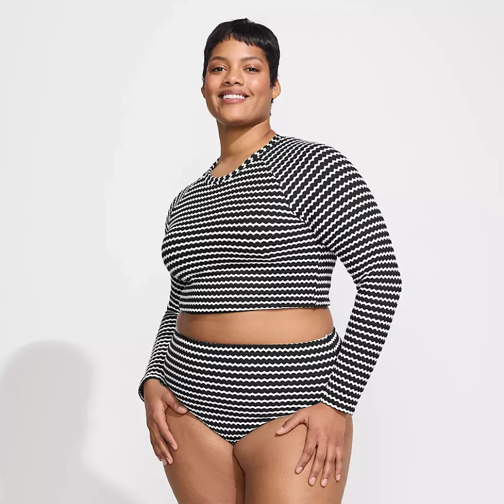 Women's Crochet Long Sleeve Bikini Top and High Waisted Bottoms Swimsuit Set