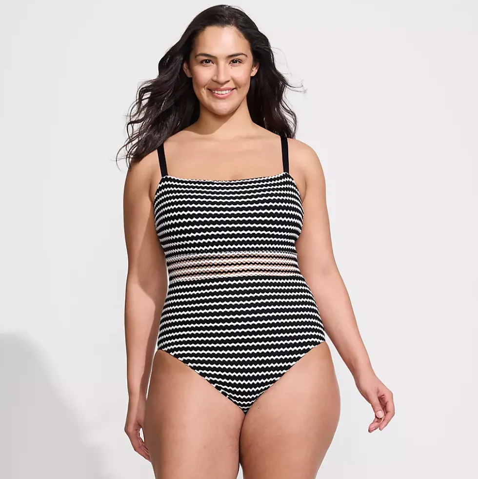 Women's Crochet Square Neck High Leg One Piece Swimsuit