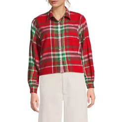 Women's Cropped Flannel Shirt