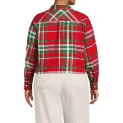 Women's Cropped Flannel Shirt