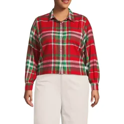 Women's Cropped Flannel Shirt