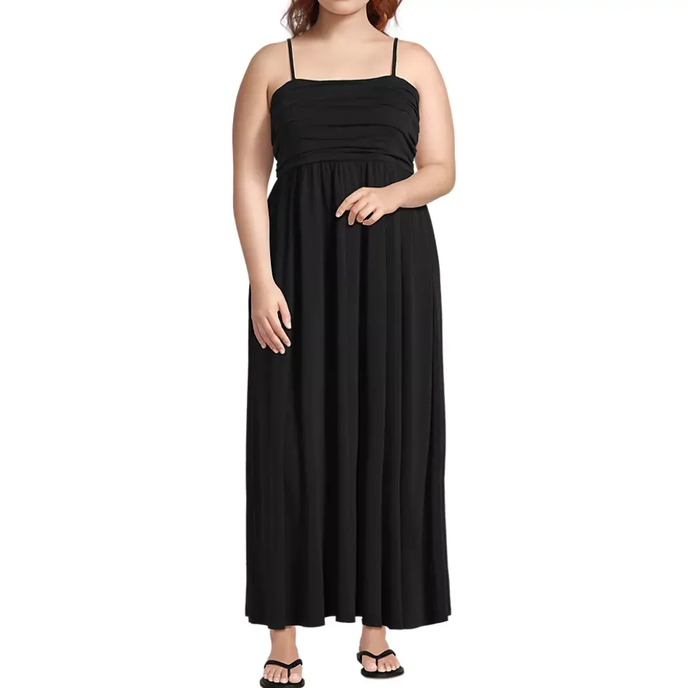 Women's Cupro Bandeau Maxi Dress with Removable Straps