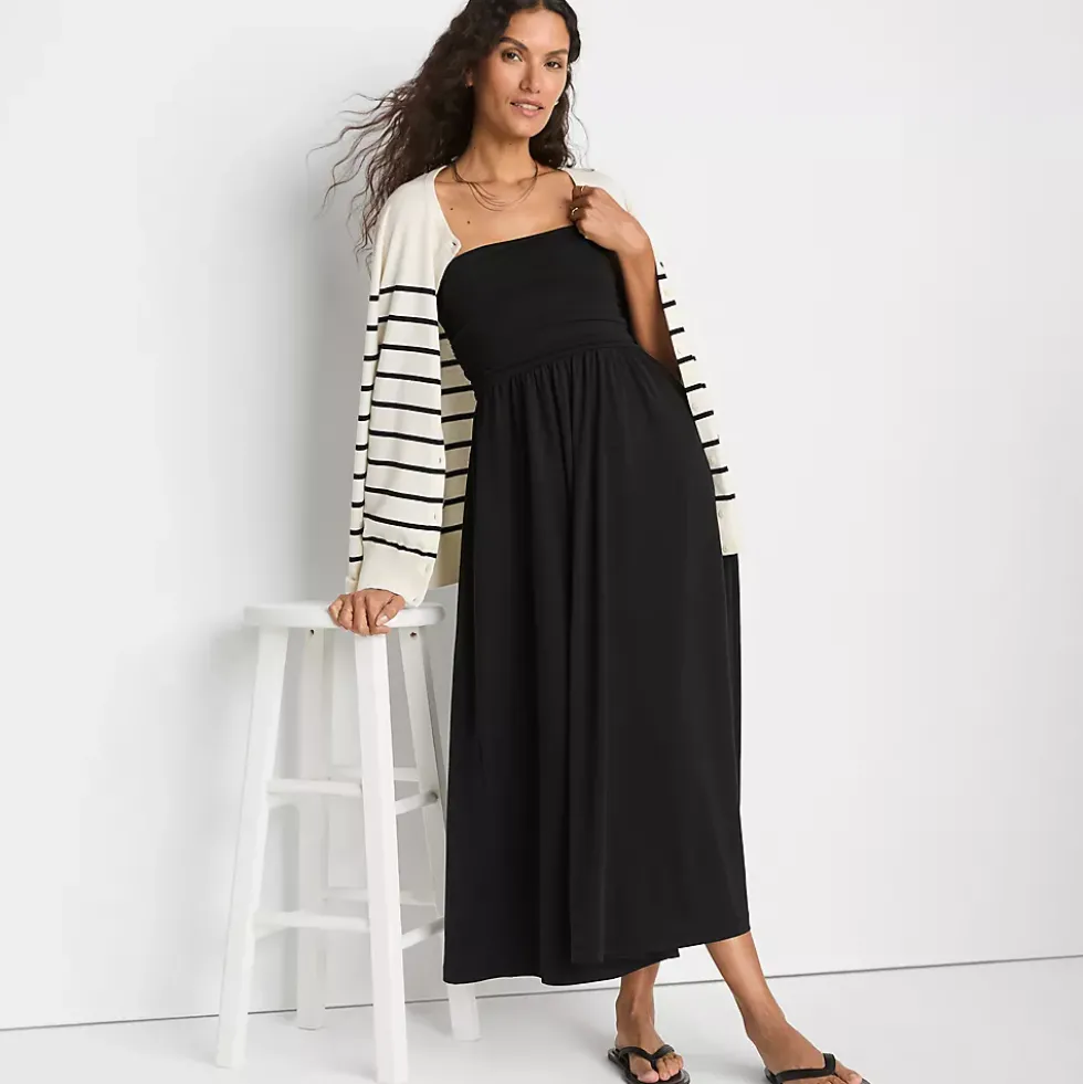 Women's Cupro Bandeau Maxi Dress with Removable Straps