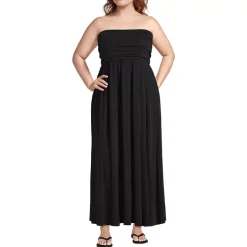 Women's Cupro Bandeau Maxi Dress with Removable Straps